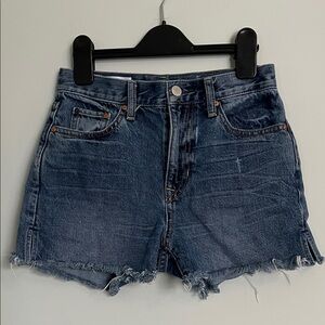 GAP High Rise Cut-Offs Blue Jean Shorts for Women Frayed Hem Zipper Fly Size 24